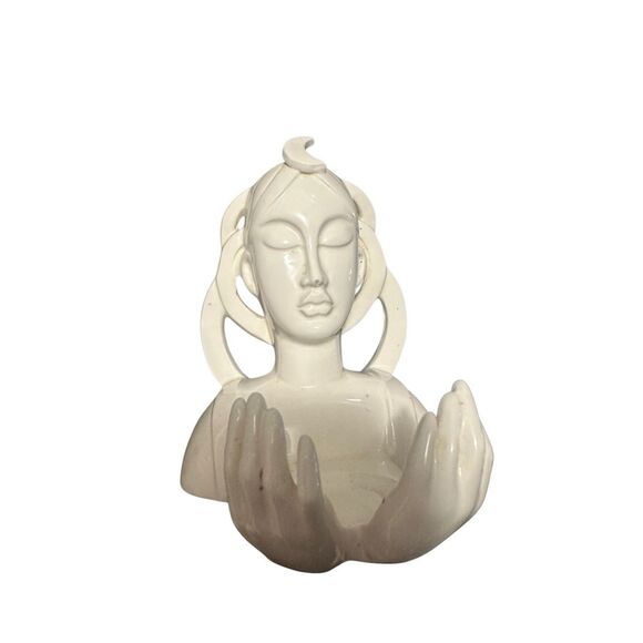 Fitz & Floyd Vintage Art Deco Woman Moon Candle holder Hands Spiritual Ceramic G - Picture 3 of 11